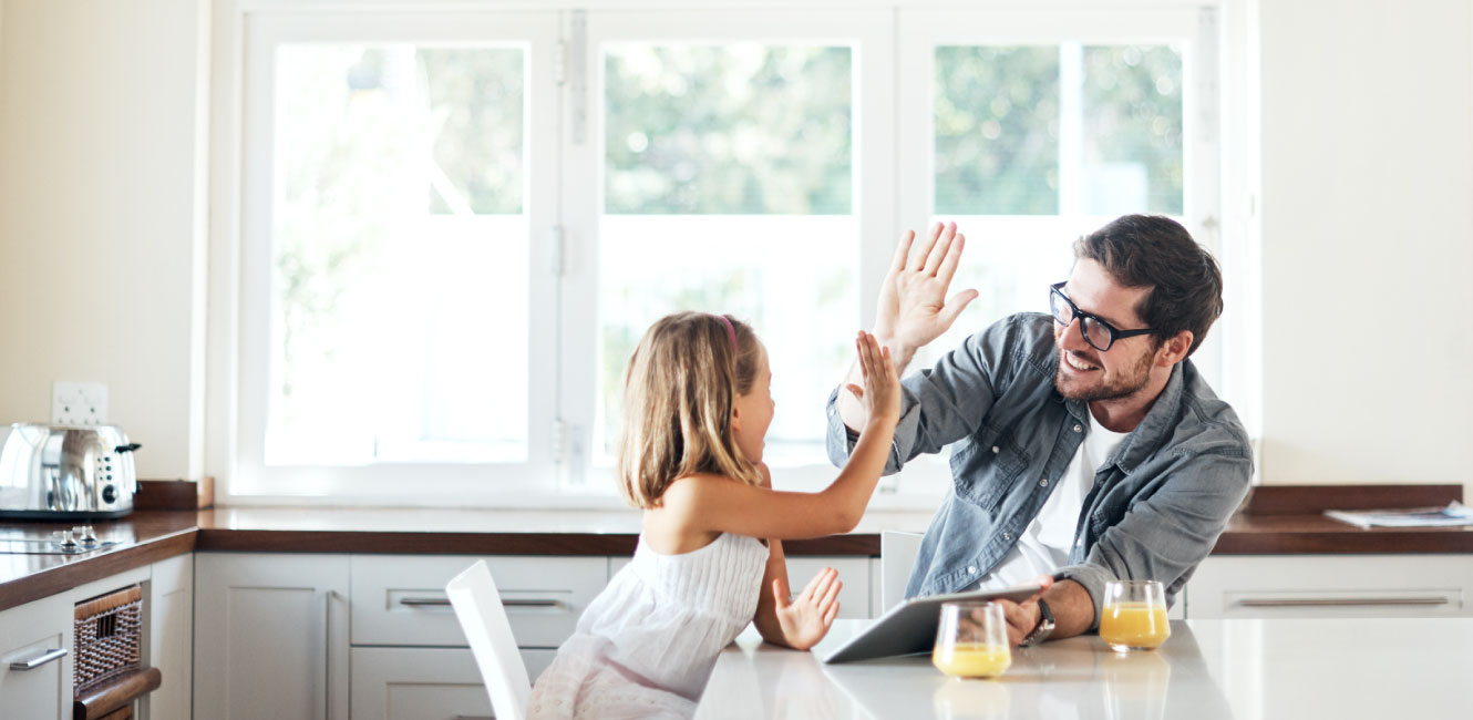 father and daughter high five 